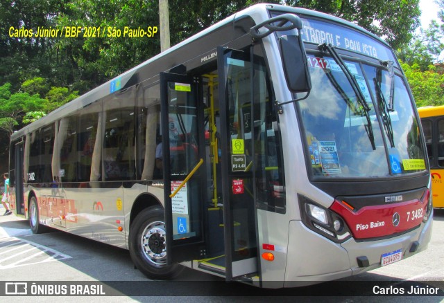 Viação Metrópole Paulista - Zona Sul 7 3482 na cidade de São Paulo, São Paulo, Brasil, por Carlos Júnior. ID da foto: 9778553.