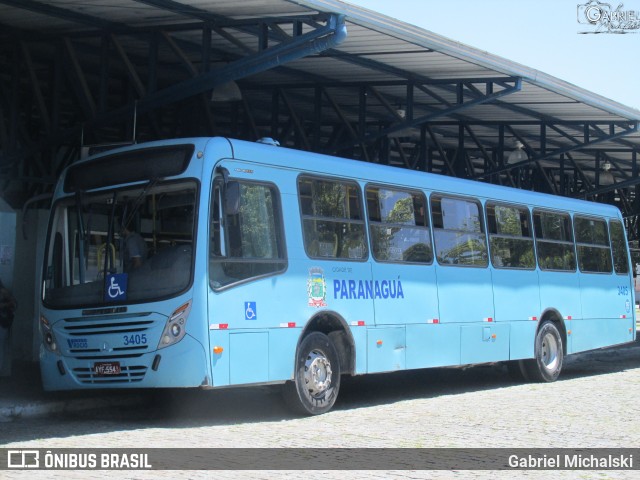 Viação Rocio 3405 na cidade de Paranaguá, Paraná, Brasil, por Gabriel Michalski. ID da foto: 9780584.