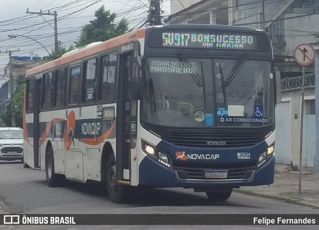 Viação Novacap B51634 na cidade de Rio de Janeiro, Rio de Janeiro, Brasil, por Felipe Fernandes. ID da foto: 9779703.