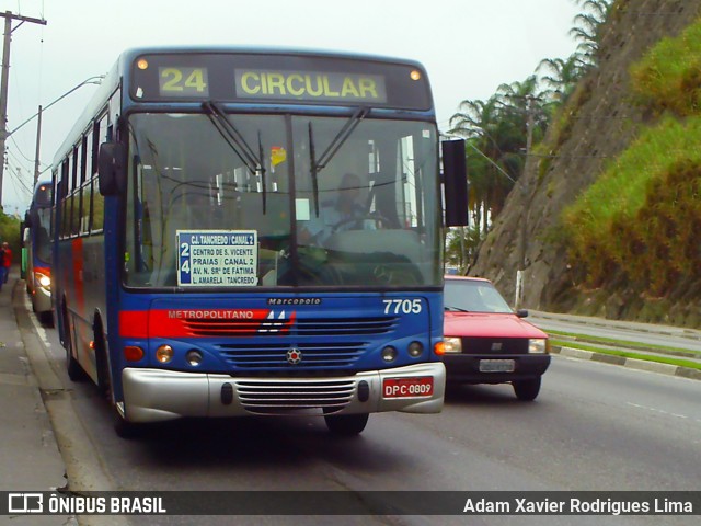 Viação Piracicabana 7705 na cidade de Santos, São Paulo, Brasil, por Adam Xavier Rodrigues Lima. Número da foto: #9781731.