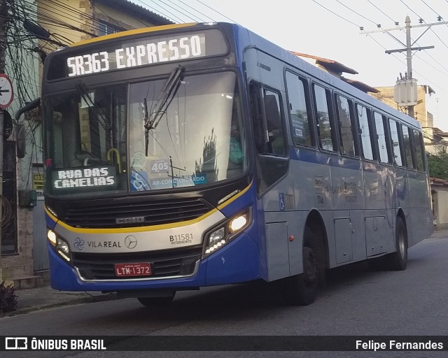 Viação Vila Real B11581 na cidade de Rio de Janeiro, Rio de Janeiro, Brasil, por Felipe Fernandes. Número da foto: #9786405.