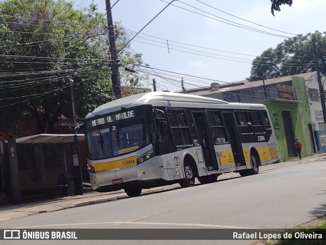 Viação Metrópole Paulista - Zona Leste 3 2094 na cidade de São Paulo, São Paulo, Brasil, por Rafael Lopes de Oliveira. ID da foto: 9784323.