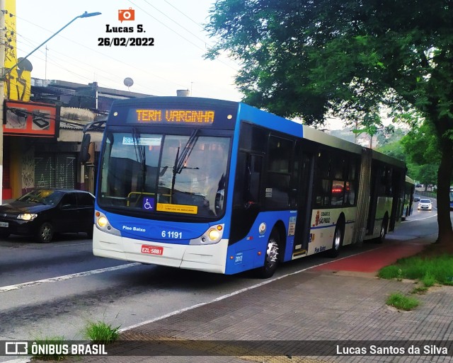 Viação Grajaú S.A. 6 1191 na cidade de São Paulo, São Paulo, Brasil, por Lucas Santos da Silva. ID da foto: 9790405.