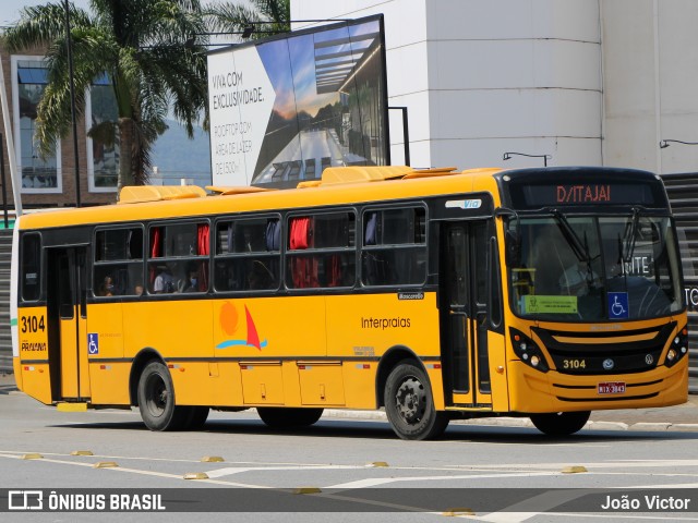 Viação Praiana 3104 na cidade de Balneário Camboriú, Santa Catarina, Brasil, por João Victor. ID da foto: 9788212.