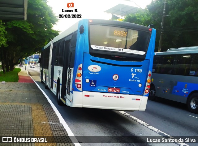 Viação Grajaú S.A. 6 1160 na cidade de São Paulo, São Paulo, Brasil, por Lucas Santos da Silva. Número da foto: #9790414.