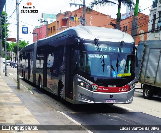 Viação Metrópole Paulista - Zona Sul 7 3301 na cidade de São Paulo, São Paulo, Brasil, por Lucas Santos da Silva. ID da foto: 9717199.