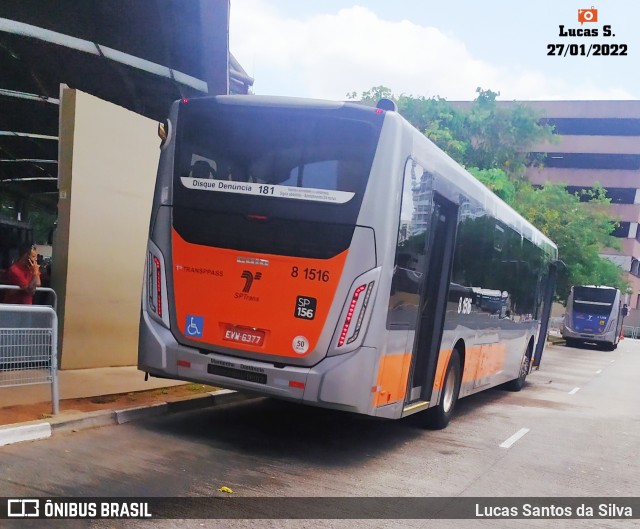 TRANSPPASS - Transporte de Passageiros 8 1516 na cidade de São Paulo, São Paulo, Brasil, por Lucas Santos da Silva. Número da foto: #9717202.