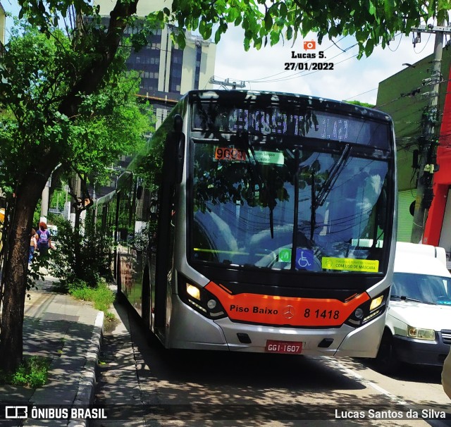 TRANSPPASS - Transporte de Passageiros 8 1418 na cidade de São Paulo, São Paulo, Brasil, por Lucas Santos da Silva. ID da foto: 9718808.