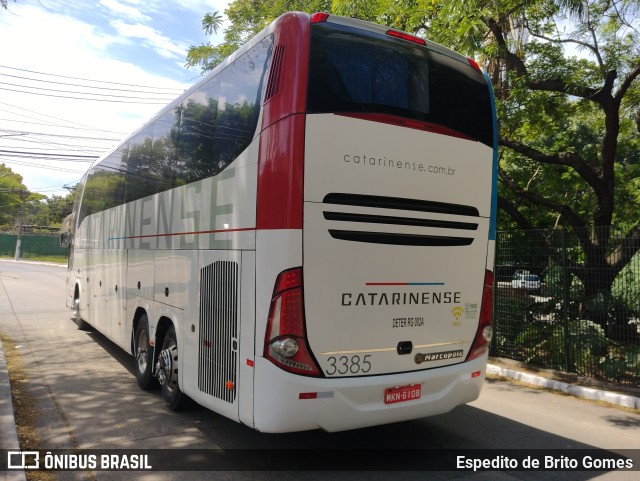 Auto Viação Catarinense 3385 na cidade de São Paulo, São Paulo, Brasil, por Espedito de Brito Gomes. ID da foto: 9718139.