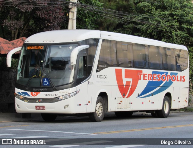 Viação Teresópolis RJ 203.047 na cidade de Teresópolis, Rio de Janeiro, Brasil, por Diego Oliveira. Número da foto: #9720431.