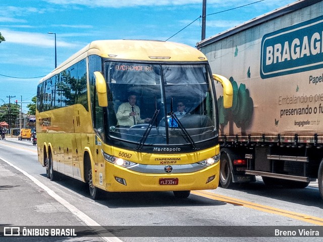 Viação Itapemirim 60067 na cidade de Campos dos Goytacazes, Rio de Janeiro, Brasil, por Breno Vieira. ID da foto: 9720275.