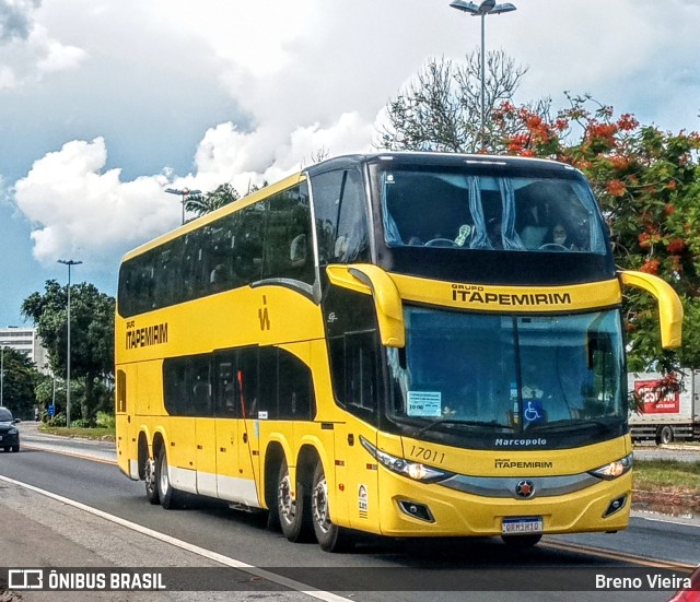 Viação Itapemirim 17011 na cidade de Campos dos Goytacazes, Rio de Janeiro, Brasil, por Breno Vieira. ID da foto: 9720213.