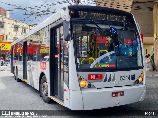 Next Mobilidade - ABC Sistema de Transporte 5314 na cidade de Santo André, São Paulo, Brasil, por Igor F.. ID da foto: 9724419.