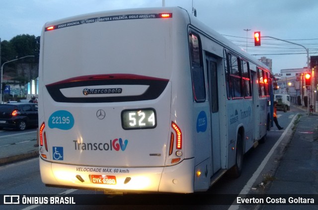 Nova Transporte 22195 na cidade de Cariacica, Espírito Santo, Brasil, por Everton Costa Goltara. ID da foto: 9728495.