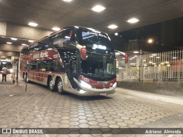 Santa Maria Fretamento e Turismo 1100 na cidade de Belo Horizonte, Minas Gerais, Brasil, por Adriano  Almeida. ID da foto: 9730331.