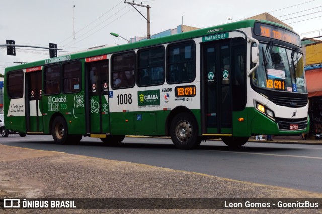 Viação Paraense Cuiabá Transportes 1008 na cidade de Cuiabá, Mato Grosso, Brasil, por Leon Gomes. ID da foto: 9731321.