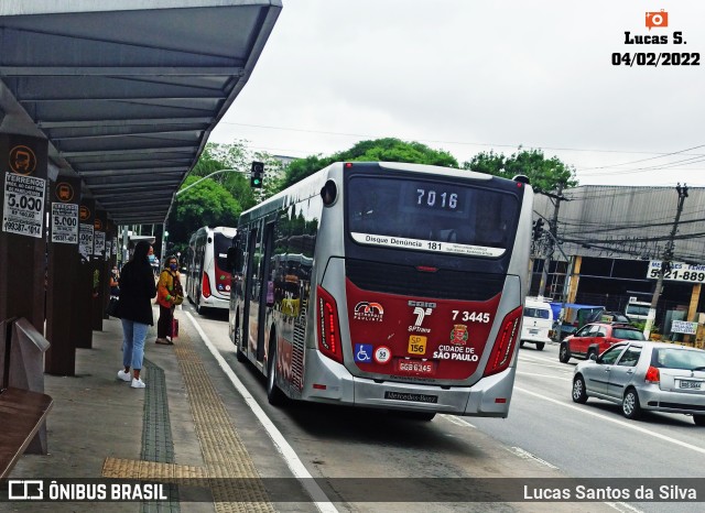 Viação Metrópole Paulista - Zona Sul 7 3445 na cidade de São Paulo, São Paulo, Brasil, por Lucas Santos da Silva. ID da foto: 9730891.