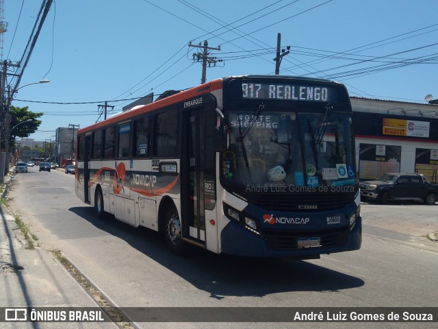 Viação Novacap B51518 na cidade de Rio de Janeiro, Rio de Janeiro, Brasil, por André Luiz Gomes de Souza. ID da foto: 9735495.