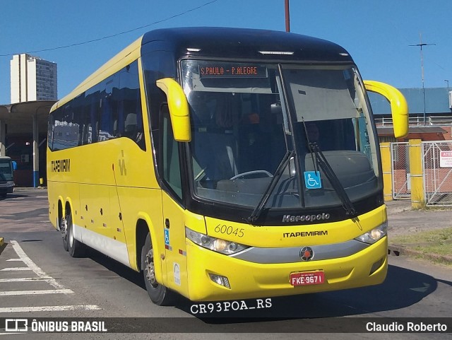 Viação Itapemirim 60045 na cidade de Porto Alegre, Rio Grande do Sul, Brasil, por Claudio Roberto. Número da foto: #9792264.