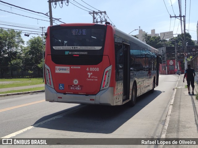 Express Transportes Urbanos Ltda 4 8008 na cidade de São Paulo, São Paulo, Brasil, por Rafael Lopes de Oliveira. Número da foto: #9818190.