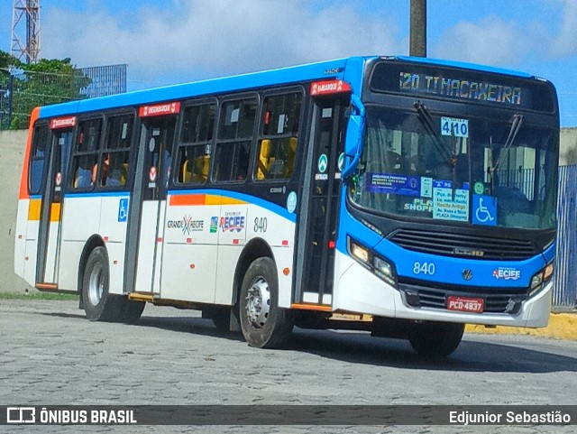 Transcol - Transportes Coletivos Ltda. 840 na cidade de Recife, Pernambuco, Brasil, por Edjunior Sebastião. ID da foto: 9818919.