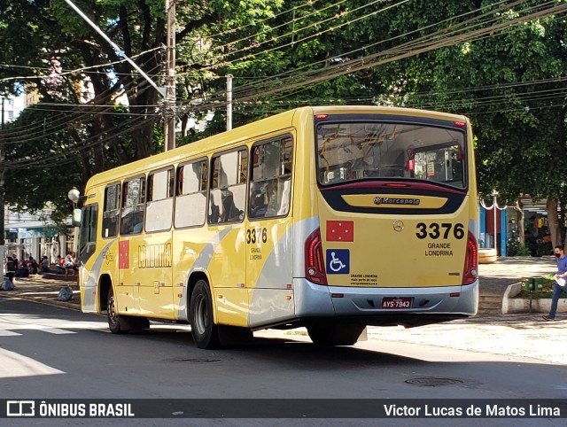 TCGL - Transportes Coletivos Grande Londrina 3376 na cidade de Londrina, Paraná, Brasil, por Victor Lucas de Matos Lima. Número da foto: #9825344.
