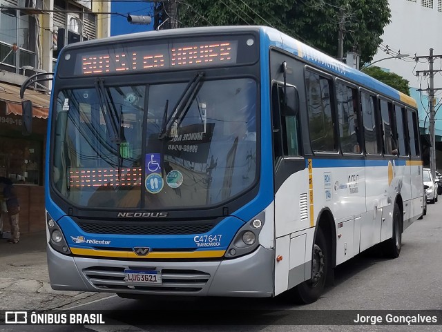 Viação Redentor C47647 na cidade de Rio de Janeiro, Rio de Janeiro, Brasil, por Jorge Gonçalves. Número da foto: #9833424.