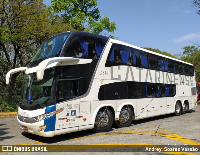 Auto Viação Catarinense 3516 na cidade de São Paulo, São Paulo, Brasil, por Andrey  Soares Vassão. Número da foto: #9837165.