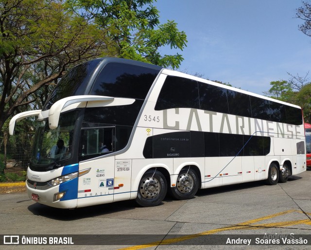 Auto Viação Catarinense 3545 na cidade de São Paulo, São Paulo, Brasil, por Andrey  Soares Vassão. ID da foto: 9838893.