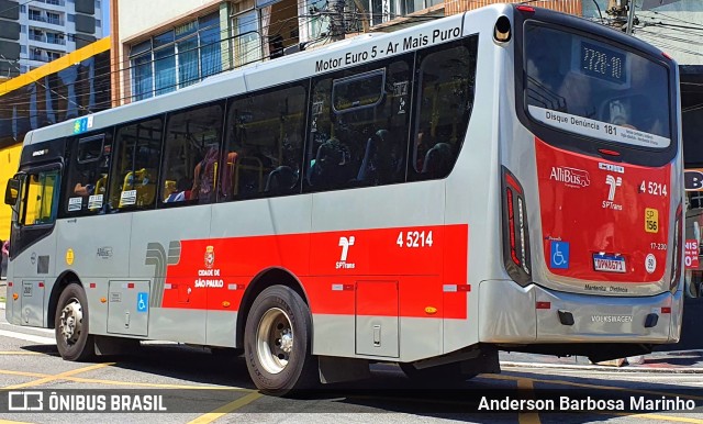 Allibus Transportes 4 5214 na cidade de São Paulo, São Paulo, Brasil, por Anderson Barbosa Marinho. ID da foto: 9842929.