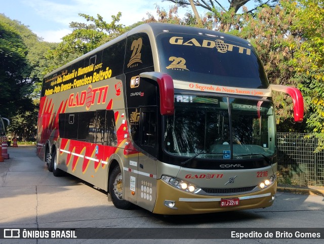 Auto Viação Gadotti 2216 na cidade de São Paulo, São Paulo, Brasil, por Espedito de Brito Gomes. ID da foto: 9793986.