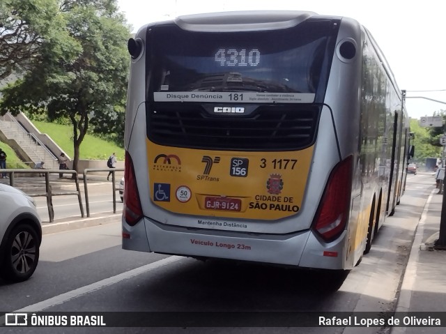 Viação Metrópole Paulista - Zona Leste 3 1177 na cidade de São Paulo, São Paulo, Brasil, por Rafael Lopes de Oliveira. Número da foto: #9845233.