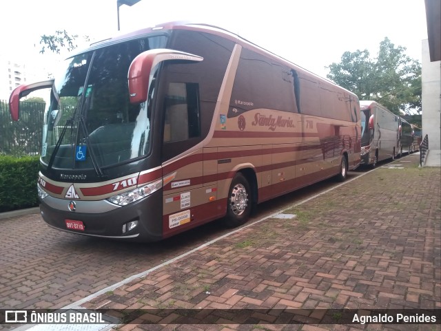 Santa Maria Fretamento e Turismo 710 na cidade de São Paulo, São Paulo, Brasil, por Agnaldo Penides. ID da foto: 9868486.