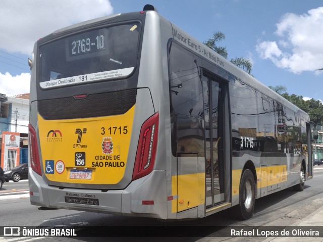 Viação Metrópole Paulista - Zona Leste 3 1715 na cidade de São Paulo, São Paulo, Brasil, por Rafael Lopes de Oliveira. Número da foto: #9866910.