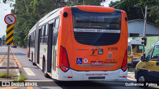 TRANSPPASS - Transporte de Passageiros 8 0918 na cidade de São Paulo, São Paulo, Brasil, por Guilherme  Palma. ID da foto: 9870602.