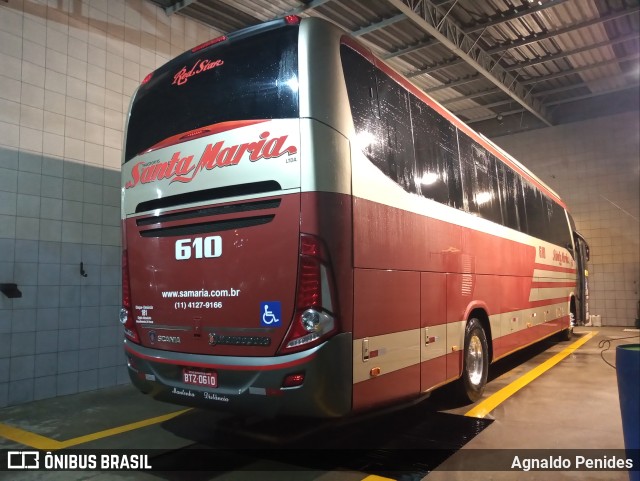 Santa Maria Fretamento e Turismo 610 na cidade de São Bernardo do Campo, São Paulo, Brasil, por Agnaldo Penides. ID da foto: 9871664.