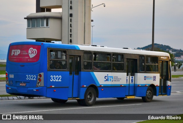 Emflotur - Empresa Florianópolis de Transportes Coletivos 3322 na cidade de Florianópolis, Santa Catarina, Brasil, por Eduardo Ribeiro. ID da foto: 9870904.