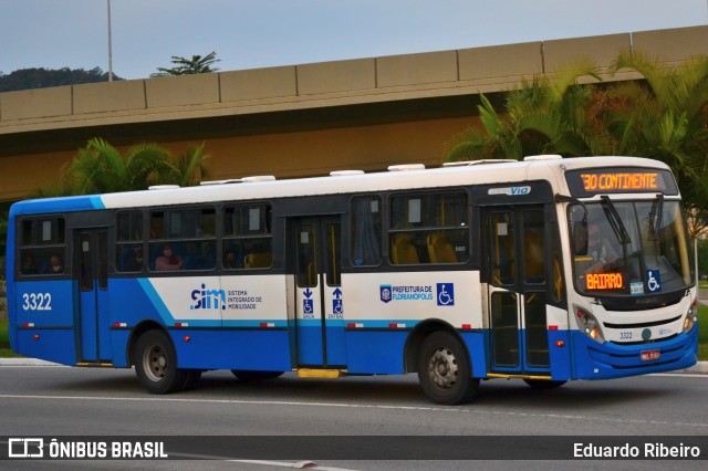 Emflotur - Empresa Florianópolis de Transportes Coletivos 3322 na cidade de Florianópolis, Santa Catarina, Brasil, por Eduardo Ribeiro. Número da foto: #9870903.