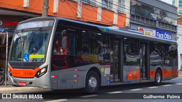 TRANSPPASS - Transporte de Passageiros 8 1398 na cidade de São Paulo, São Paulo, Brasil, por Guilherme  Palma. ID da foto: 9872776.