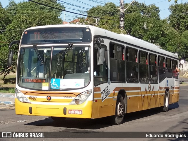 Companhia Carris Porto-Alegrense 0687 na cidade de Porto Alegre, Rio Grande do Sul, Brasil, por Eduardo Rodrigues. Número da foto: #9872153.
