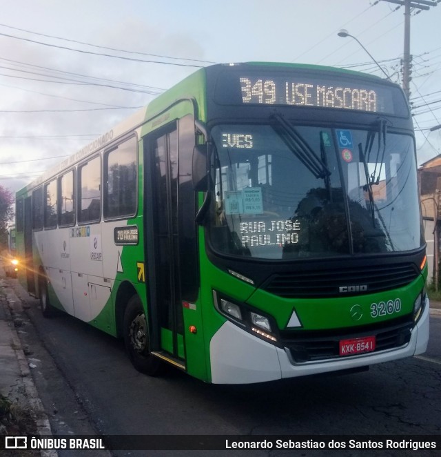 VB Transportes e Turismo 3260 na cidade de Campinas, São Paulo, Brasil, por Leonardo Sebastiao dos Santos Rodrigues. ID da foto: 9873044.