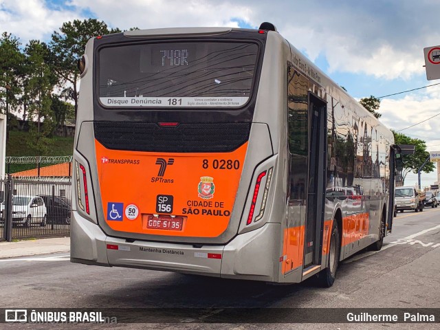 TRANSPPASS - Transporte de Passageiros 8 0280 na cidade de São Paulo, São Paulo, Brasil, por Guilherme  Palma. ID da foto: 9872723.