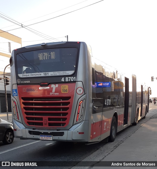 Express Transportes Urbanos Ltda 4 8701 na cidade de São Paulo, São Paulo, Brasil, por Andre Santos de Moraes. Número da foto: #9876110.