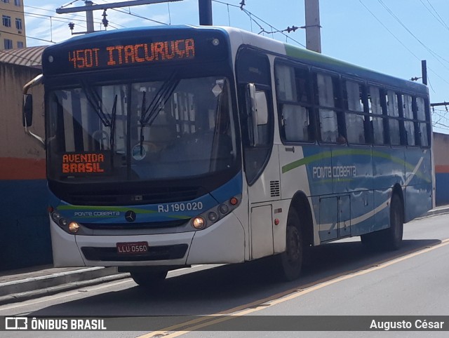 Viação Ponte Coberta RJ 190.020 na cidade de Nova Iguaçu, Rio de Janeiro, Brasil, por Augusto César. Número da foto: #9799449.