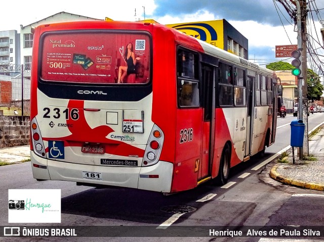 Expresso CampiBus 2316 na cidade de Campinas, São Paulo, Brasil, por Henrique Alves de Paula Silva. ID da foto: 9802193.