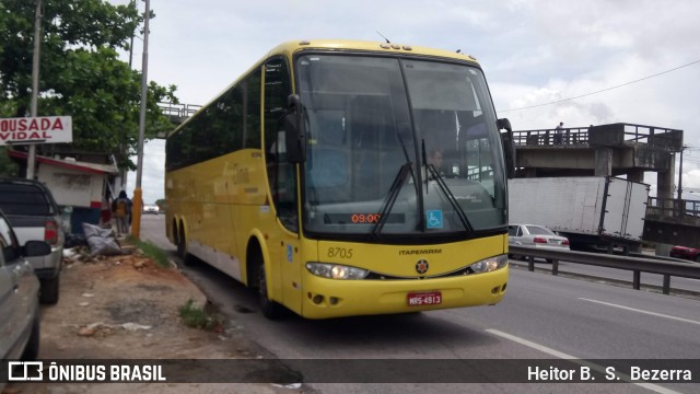 Viação Itapemirim 8705 na cidade de João Pessoa, Paraíba, Brasil, por Heitor B.  S.  Bezerra. Número da foto: #9802023.