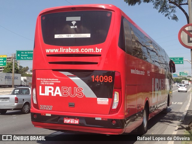 Lirabus 14098 na cidade de São Paulo, São Paulo, Brasil, por Rafael Lopes de Oliveira. Número da foto: #9805615.
