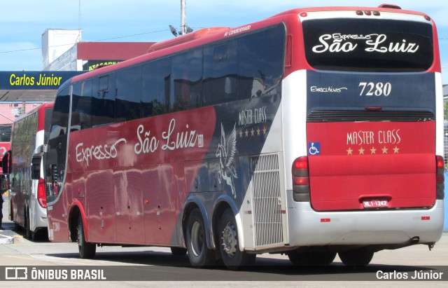 Expresso São Luiz 7280 na cidade de Goiânia, Goiás, Brasil, por Carlos Júnior. Número da foto: #9807478.