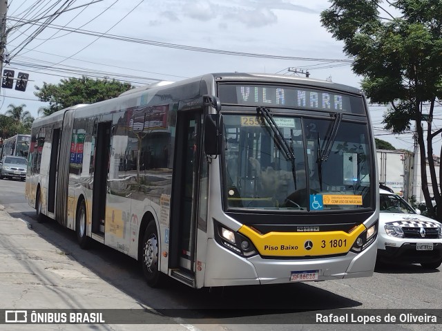 Viação Metrópole Paulista - Zona Leste 3 1801 na cidade de São Paulo, São Paulo, Brasil, por Rafael Lopes de Oliveira. ID da foto: 9812100.