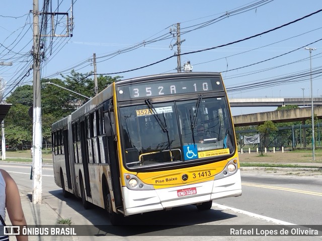 Viação Metrópole Paulista - Zona Leste 3 1413 na cidade de São Paulo, São Paulo, Brasil, por Rafael Lopes de Oliveira. ID da foto: 9815431.